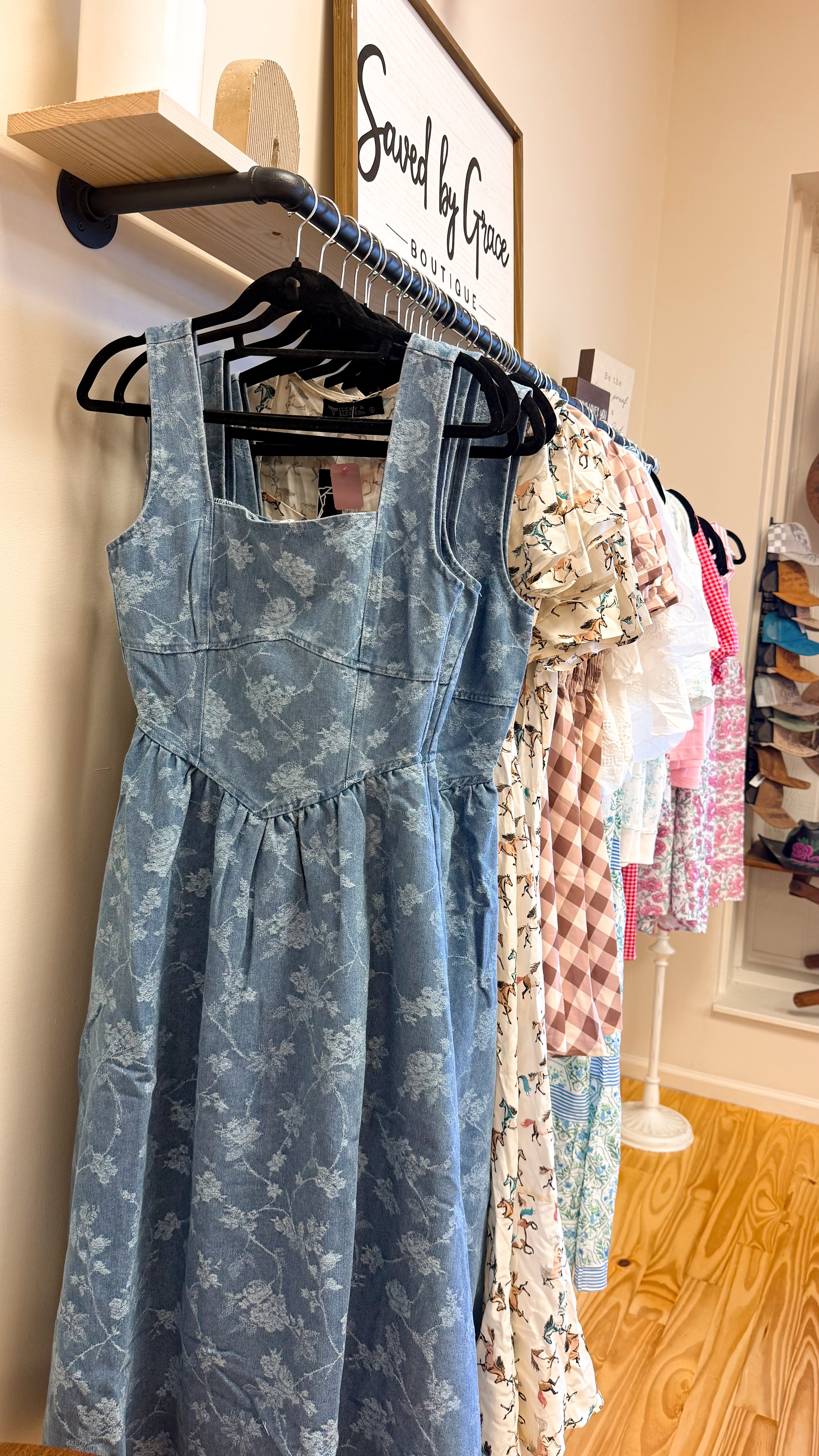 Floral Denim Dreams Dress