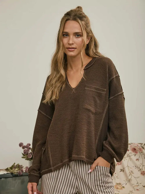 Chocolate Brown Knit Top