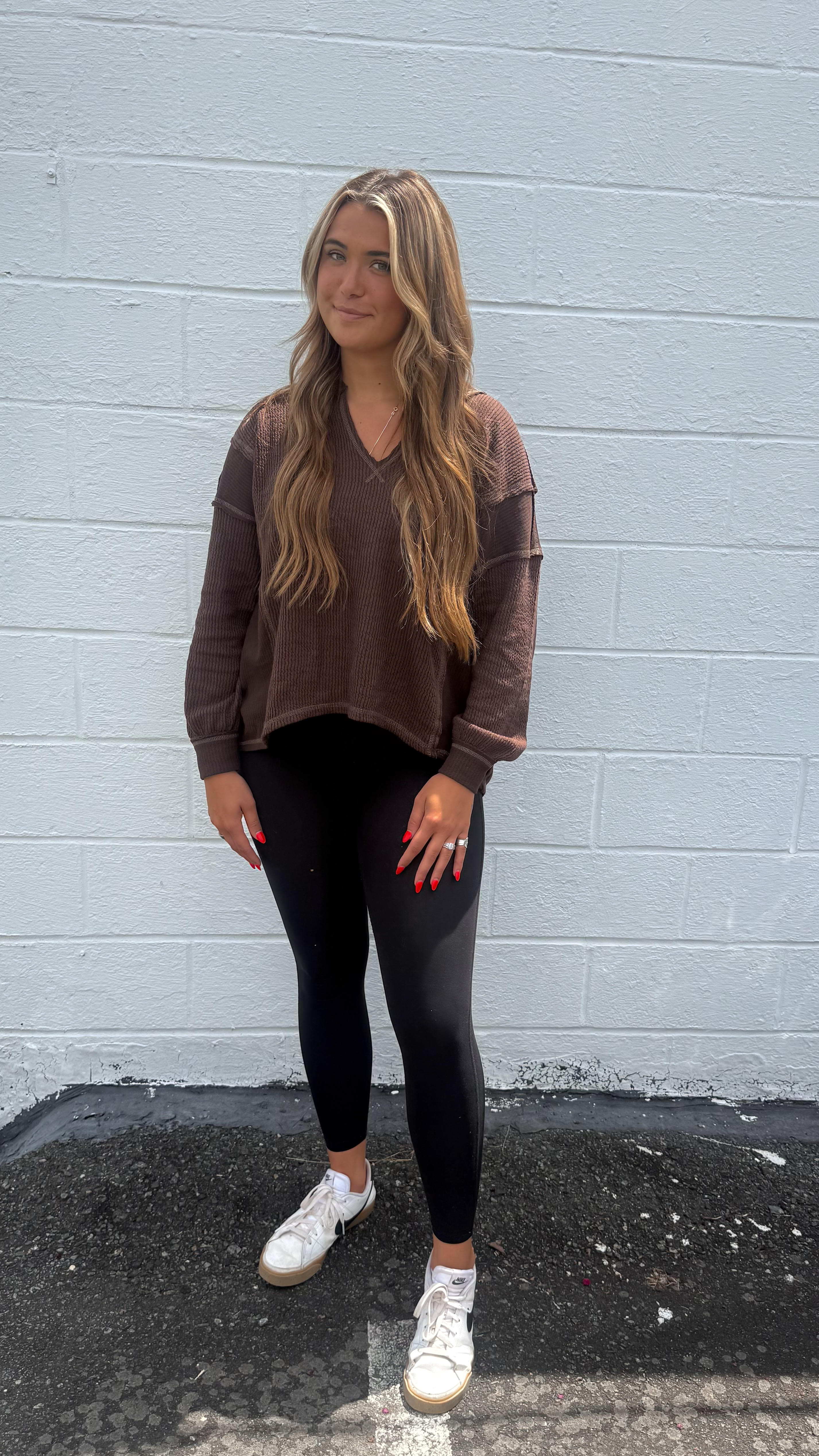 Chocolate Brown Knit Top